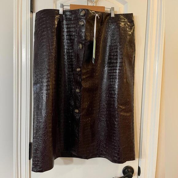 Rachel Comey Brown Croc-Embossed Midi Skirt - Picture 2 of 6